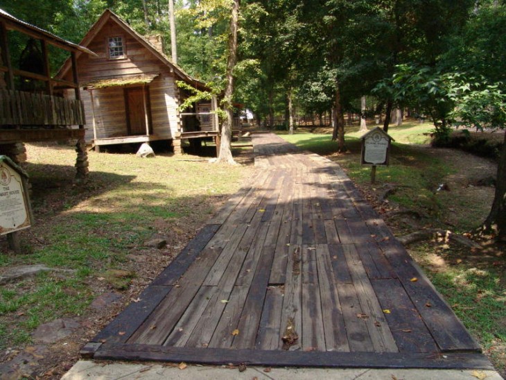 Imagine traveling on plank roads like this between cities in Alabama