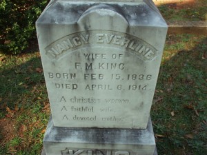 Nancy Everline KIng photograph on Findagrave.com taken by Richard Robinson richrobi1@yahoo.com