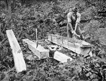 AUTHOR SUNDAY – Work at a sawmill was hard in the good old days! Can you imagine the strength it took to do this?