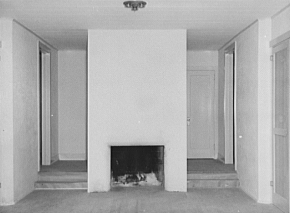 Interior of rammed earth house at Gardendale, Alabama March 1937
