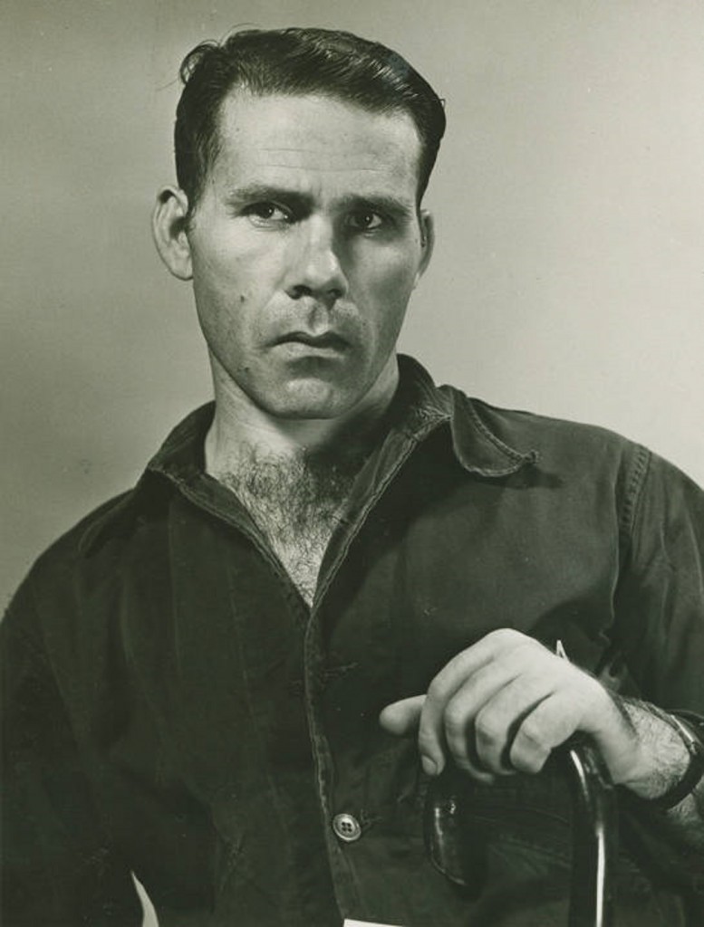 Alabama serviceman Beasley, a patient at Northington General Hospital in Tuscaloosa, Alabama. Beasley is holding a cane. Q46239