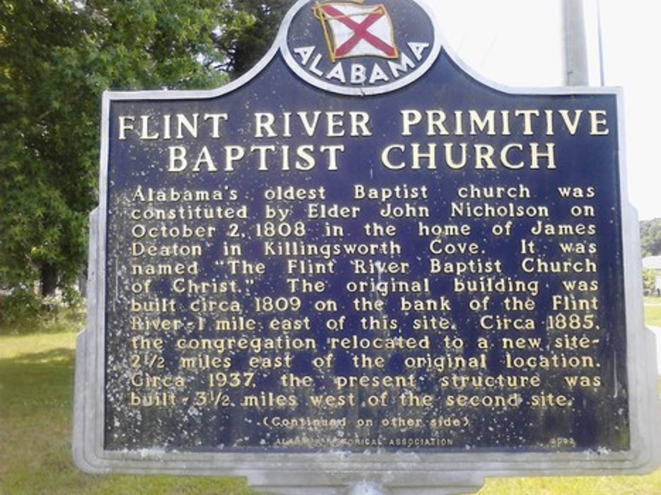 There was a split in the Baptist Church of Alabama in the early days – this is why