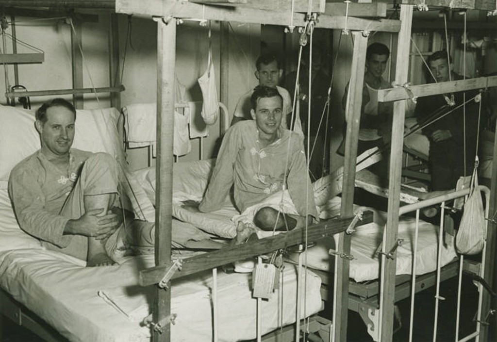 Two wounded veterans recovering at Northington General Hospital. Tuscaloosa,ca. 1945 Alabama Q46251