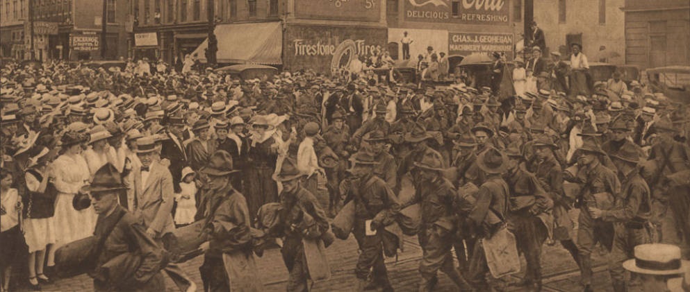 Birmingham Citizen Soldiery Leave for the Mexican Frontier. In solemn lines thousands bad the boys Godspeed. Birmingham-Age-Herald, Sunday, July 30, 1916 – Birmingham View Company Q9639