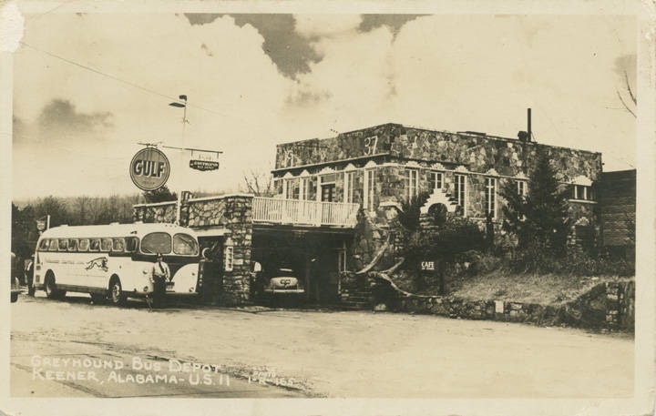 Greyhound Bus Depot, Keener, Alabama - U.S. 11 – the postmark date on the back of the postcard is June 2, 1946 Q70394