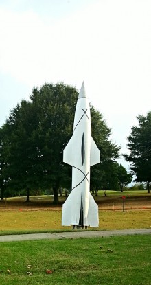 UPDATED WITH PODCAST -A simple missile stands on a corner in Huntsville, a symbol of the space race with Russia in October 1957 & January 1958