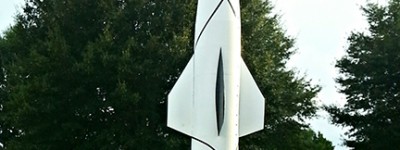 UPDATED WITH PODCAST -A simple missile stands on a corner in Huntsville, a symbol of the space race with Russia in October 1957 & January 1958