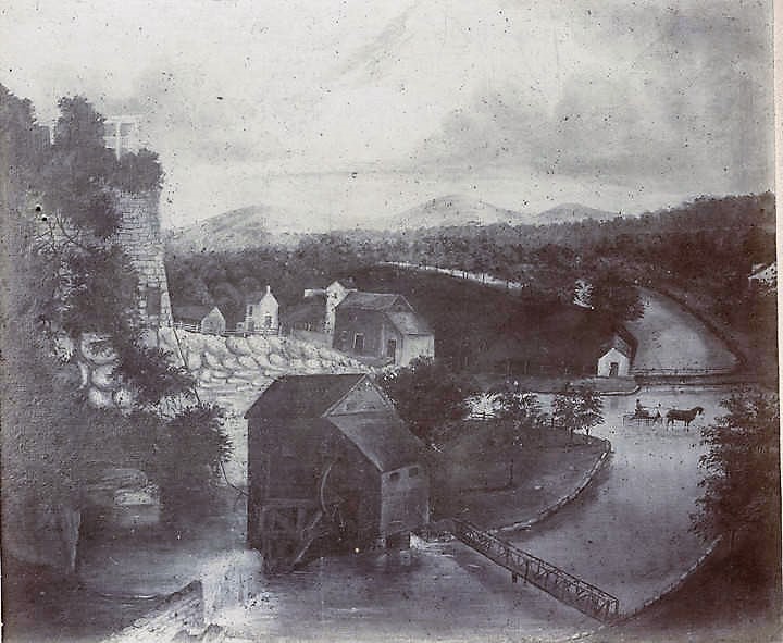 Painting of Big Spring and water works in Huntsville ca. 1850 by Laura Bassett (Alabama Department of Archives and History