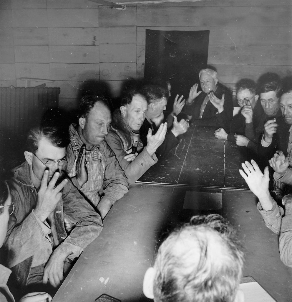 Men at coucil meeting SC. 1939 by Dorothea Lange (Library of Congress)