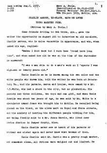 Amazing 1936 interview with former slave Charlie Aarons, Oak Grove, Mobile, Alabama