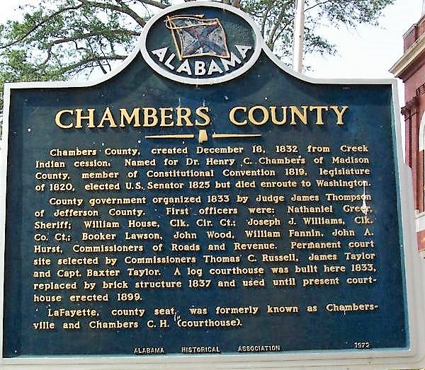 PATRON + There was an outdoor courthouse in Chambers County, Alabama in 1830s