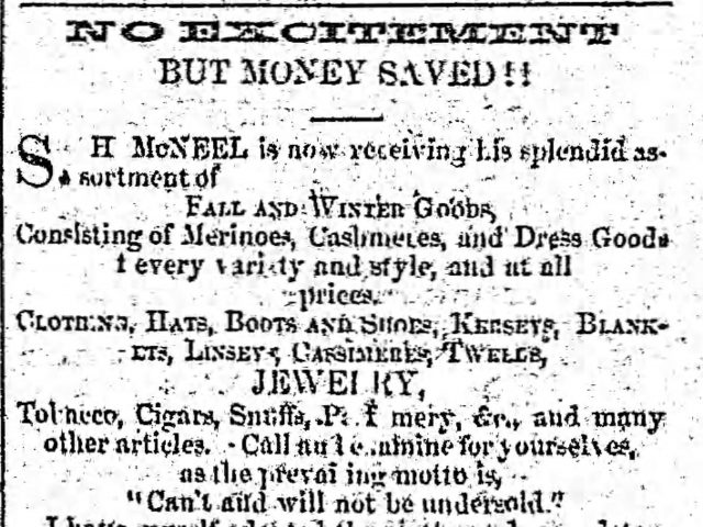 PATRON – Ads provide family research clues from Autauga County, October 5, 1853