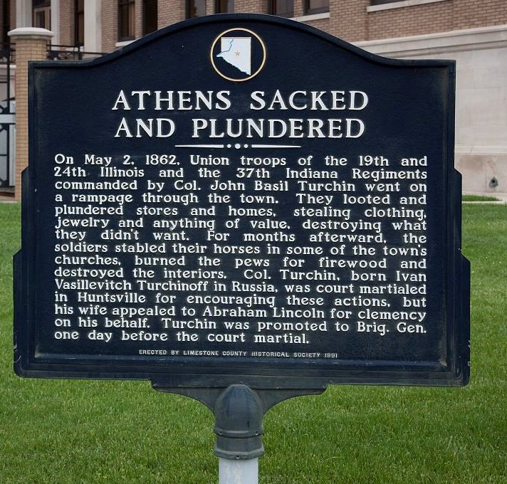 On May 9, 1856,  (4 years before it was sacked and plundered) This was the news in Athens, Alabama