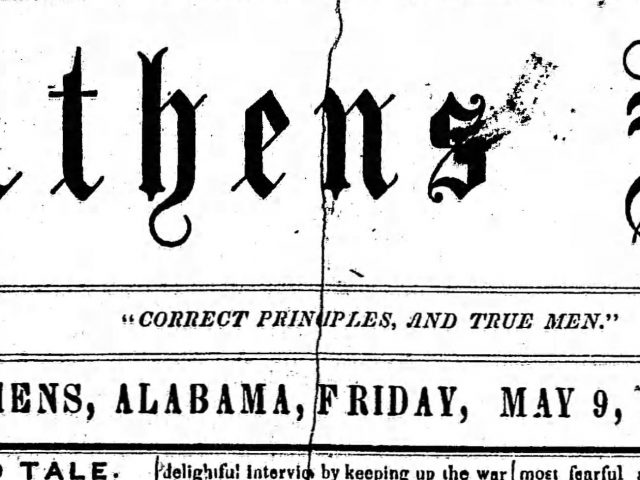 May 9, 1856 – Sale of Indian Land, marriage, stabbing and probate court in Athens, Limestone County, Alabama.