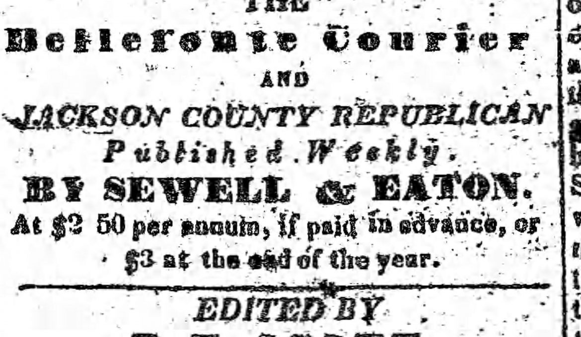 PATRON – Bellefonte, Jackson County, Alabama – Sheriff Notices for land sales and sale of slave in 1839