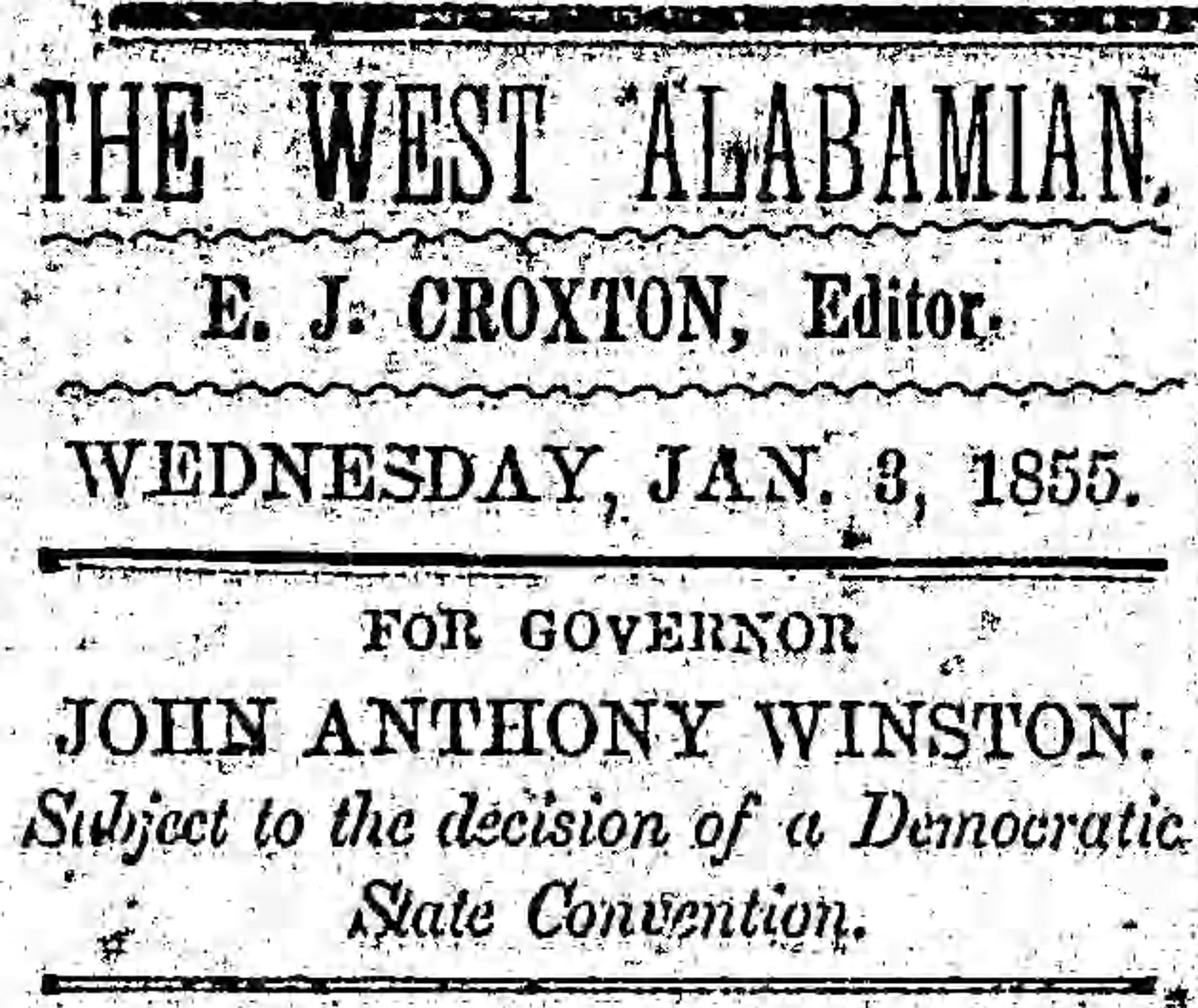 PATRON - Jan. 3, 1855 - Pickens county - List of letters at post office & Candidates for political office