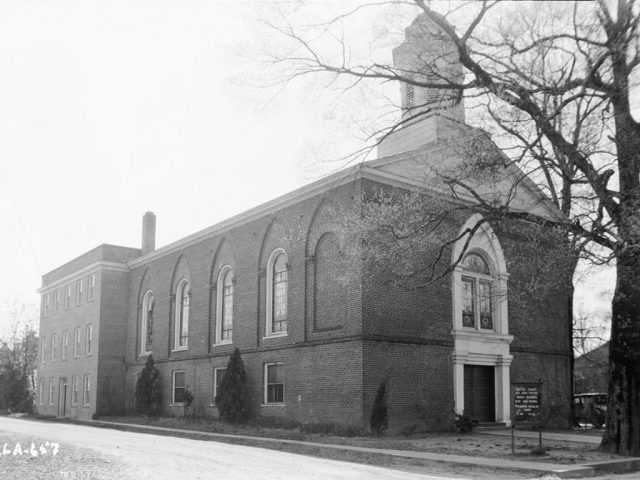 A tornado destroyed the old chapel of Wetumpka First Baptist Church, Elmore County, Alabama