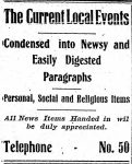 PATRON – The Butler County News – Local and Personal in 1914 – Many visitors, births and cows for sale fill the news.