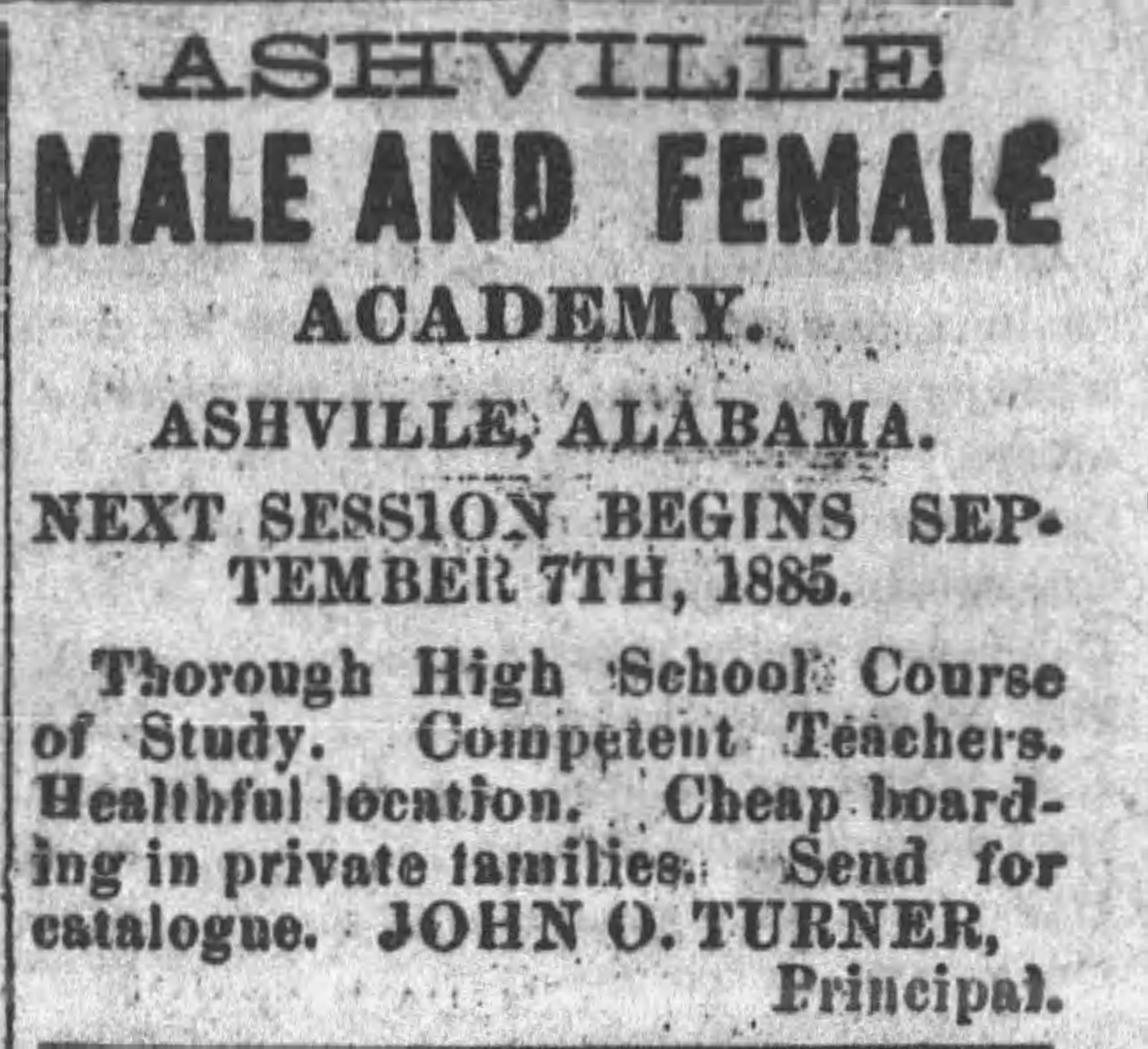 Ashville in St. Clair County, Alabama was settled due to a child's death.