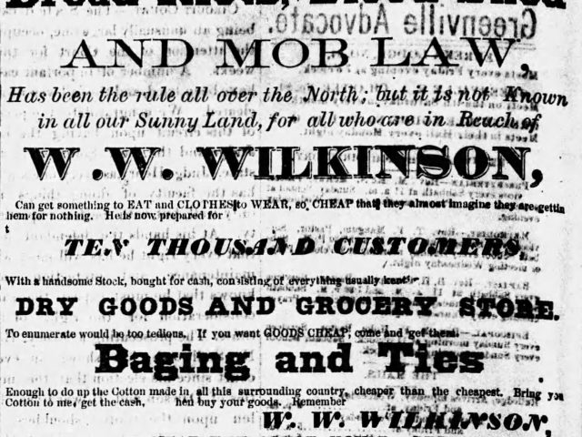 PATRON –  Mrs. Graham’s obituary, a dreadful accident, and Administrators’ sales in Greenville in 1878