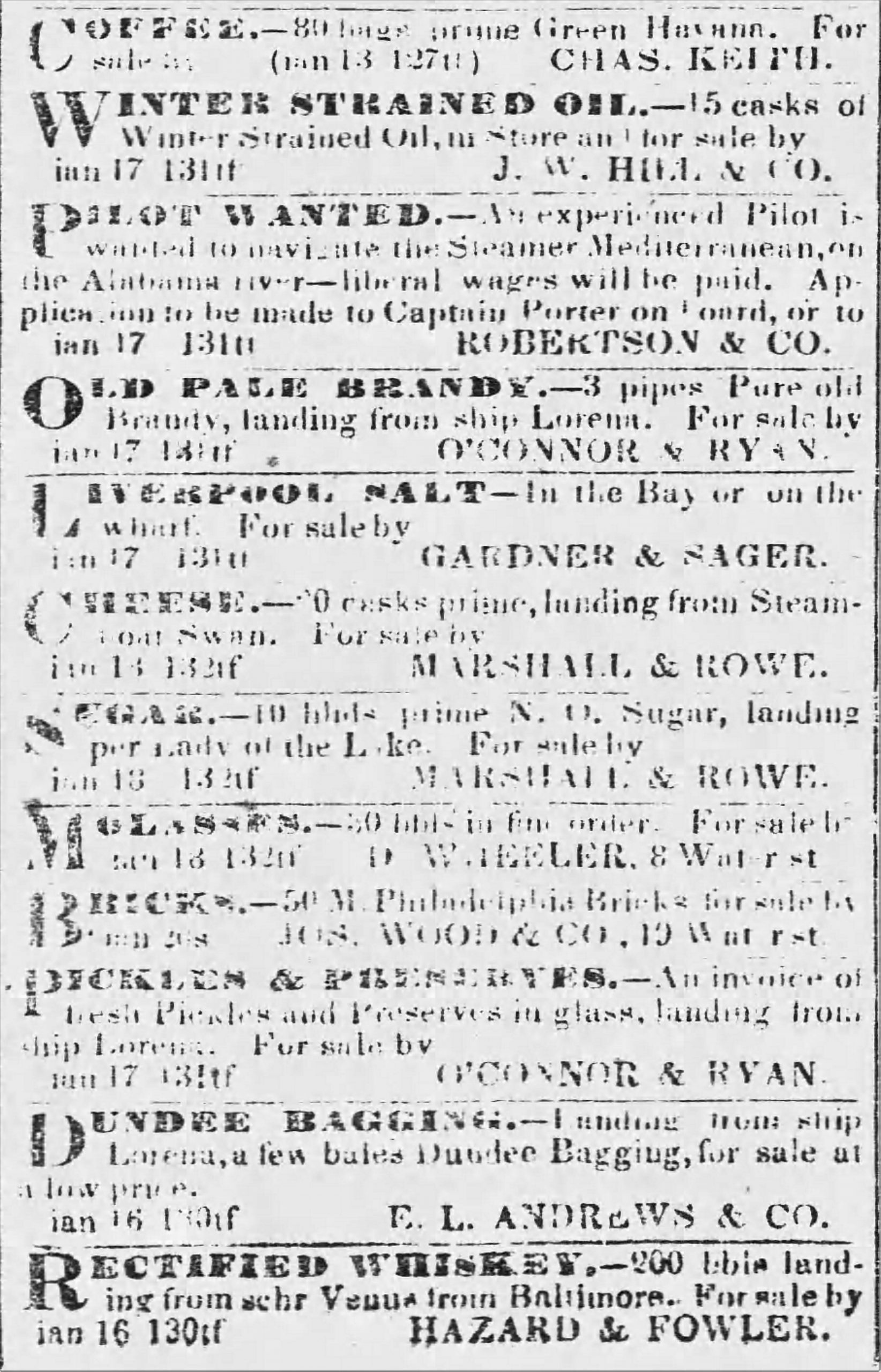 PATRON – Sheriff sale of lands owned by Cowan, Seaman, Green, Post, and many others in Mobile 1840