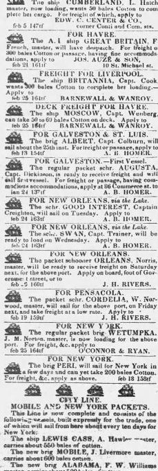 Names of Insurance agents, Lawyers and Court Notice in Mobile in 1840