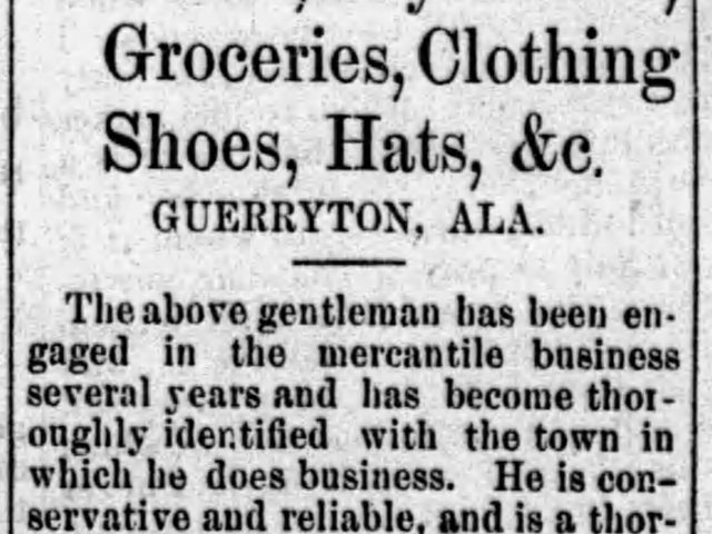 PATRON + Guerryton,  Bullock, Alabama – had high hopes because of the railroad.