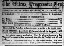 PATRON – Local news from Wilcox County on June 2, 1910, included many illness & marriage licenses